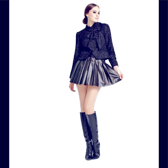 Alice+ Olivia Hope Black Metallic Cropped Jacket - Picture 3 of 9